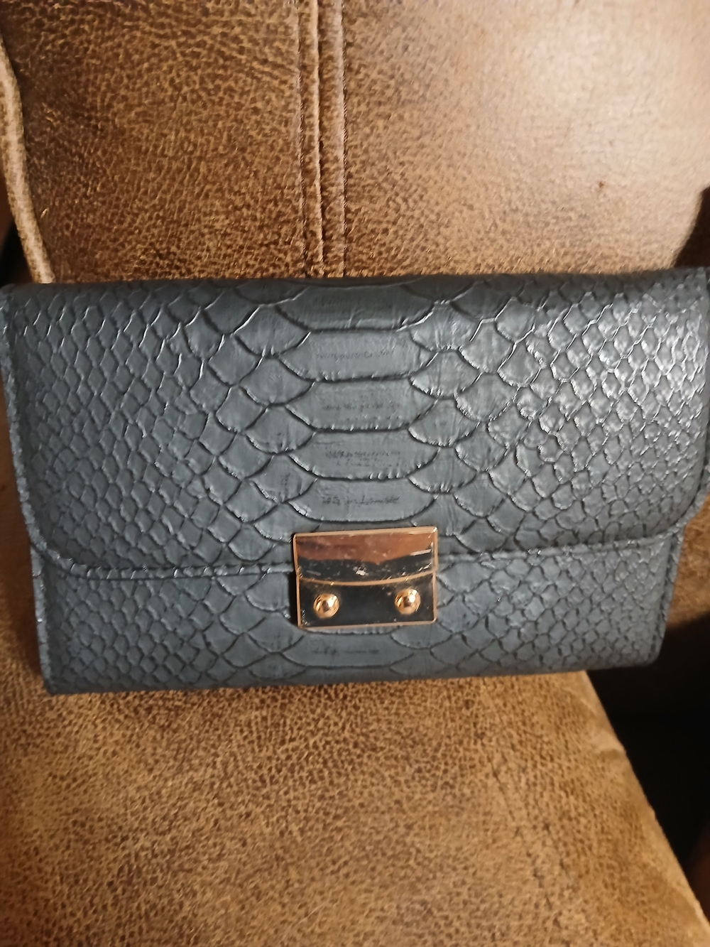 Textured Black Crossbody with Gold-Tone Lock